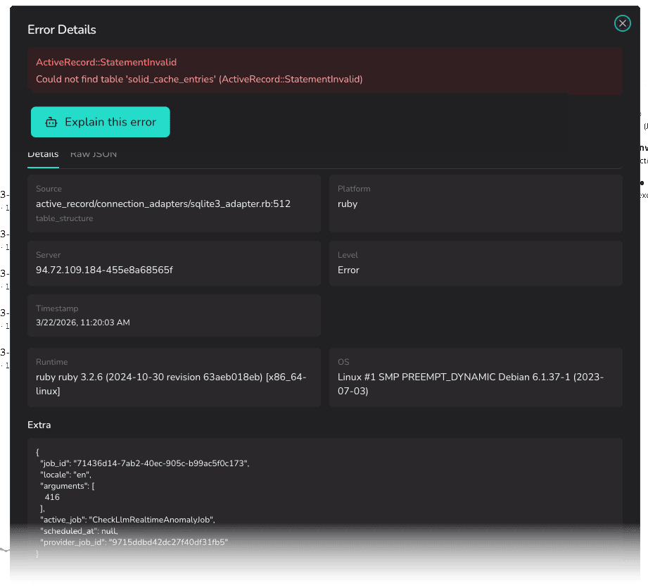AI-powered error explanation in Sentinelboard